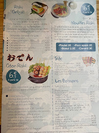 Menu / carte de Rishi japanese street food à Bordeaux