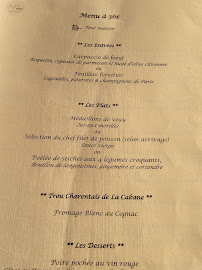 Restaurant La Cabane Restaurant à L'Éguille (le menu)