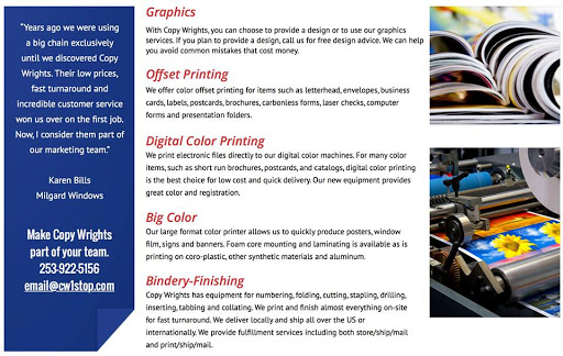 Commercial Printer «Copy Wrights Printing & Mailing», reviews and photos, 5715 Pacific Hwy E, Tacoma, WA 98424, USA