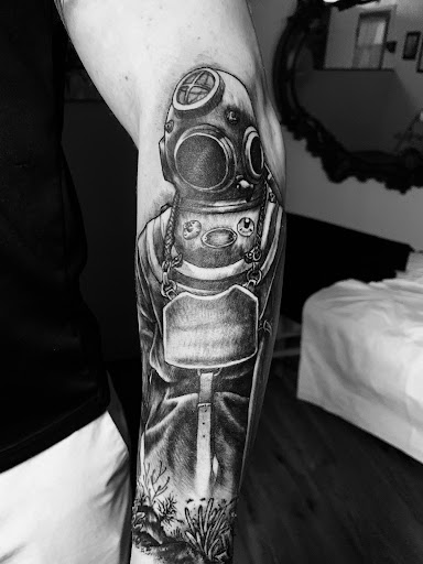 Explore piston tattoo ideas, creative tattoo ideas in Twentynine Palms, available at No Mans Land Tattoo