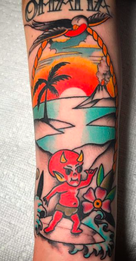 Explore wind tattoo ideas, creative tattoo ideas in Morehead City, available at Diamond City Tattoo