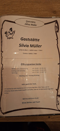 Restaurant Gaststätte Silvia Müller à Inden (la carte)