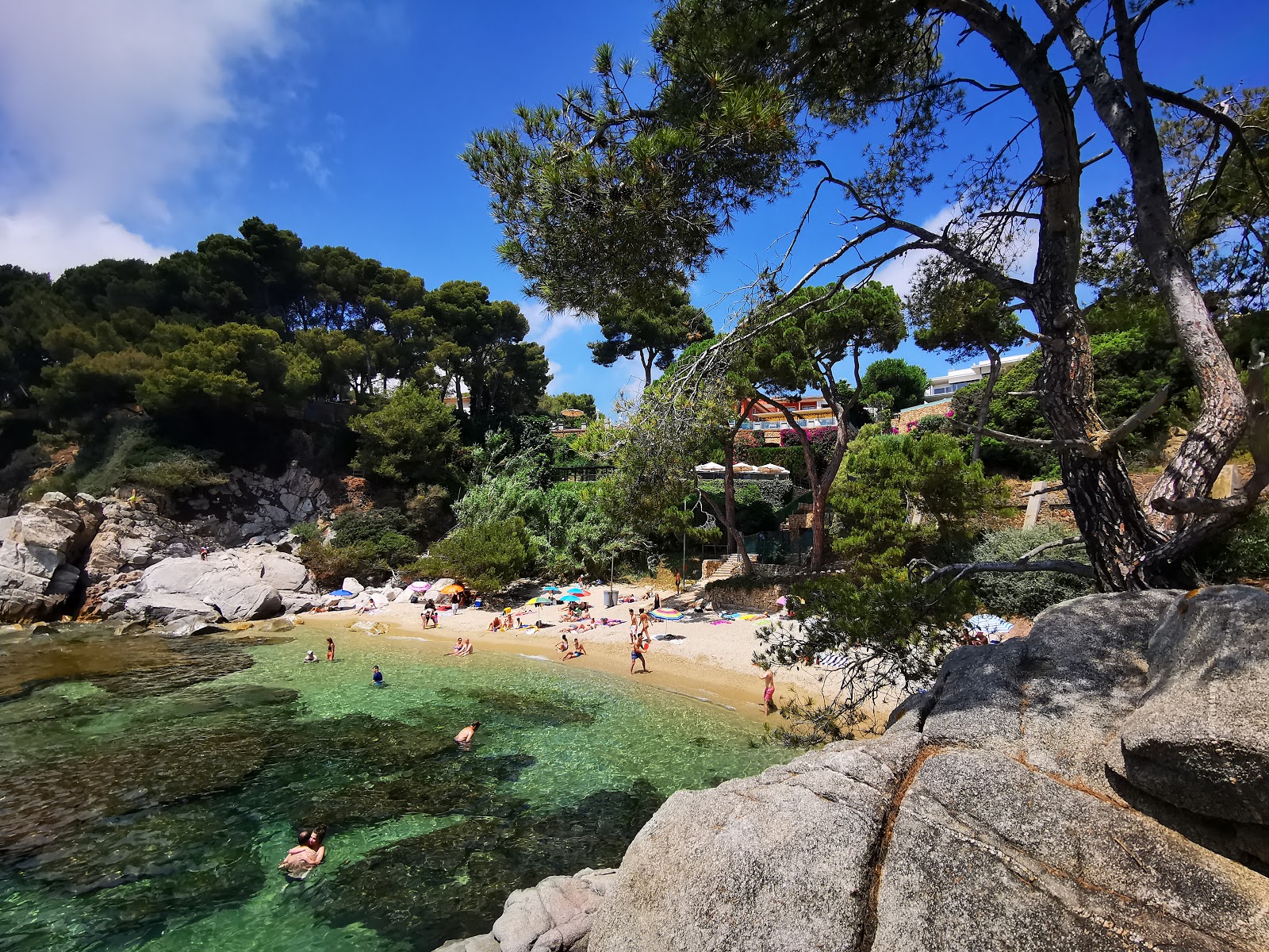 Foto di Cala del Pi con una superficie del sabbia luminosa