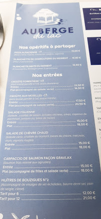 Auberge Du Lac Du Malsaucy à Évette-Salbert menu