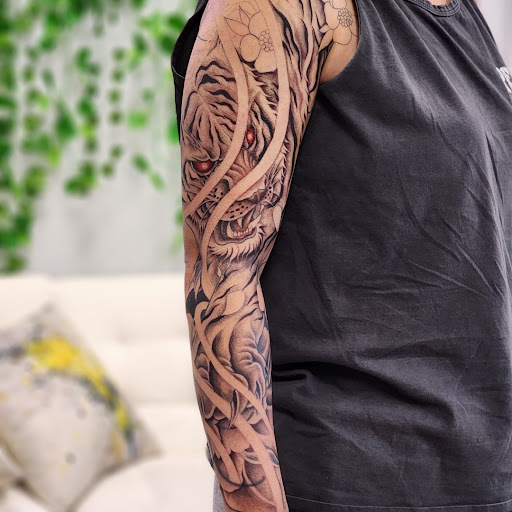 Explore day of the dead tattoos ideas, creative tattoo ideas in Garland, available at Infamous Art Studio