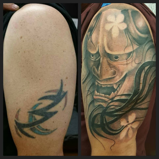 Explore black widow tattoo ideas, creative tattoo ideas in Roanoke, available at Imagine Ink Studios