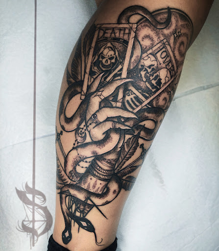 Explore railroad tattoo ideas, creative tattoo ideas in Lopez Island, available at Soot and Bone Body Art Studio