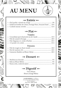 Carte du La Rhumerie de La Réunion restaurant / bar à rhum à Saint-Denis