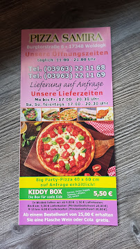 Carte du Tom's favourite Pizzeria Samira à Woldegk