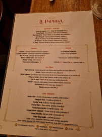 Restaurant Le Paprika à Paris (le menu)