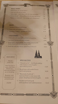 Peters Brauhaus à Cologne menu