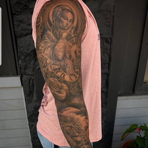 Explore japanese leg tattoo ideas, creative tattoo ideas in Ambler, available at Tattoo GalaxyAmbler Piercing & Custom Tattoos