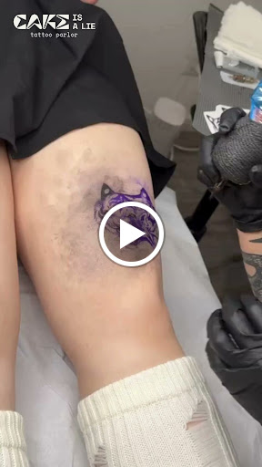 Explore lone wolf tattoo ideas, creative tattoo ideas in Brooklyn, available at Cake Is a Lie Tattoo Parlor