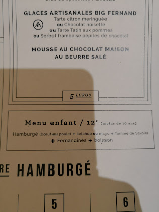 menu du Restaurant de hamburgers Big Fernand à Strasbourg