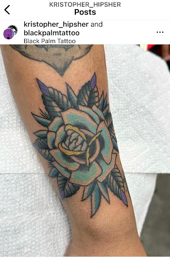 Explore campfire tattoo ideas, creative tattoo ideas in Orange, available at Black Palm Tattoo