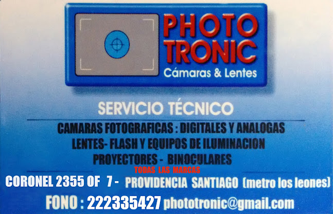 Reparación de cámaras fotográficas phototronic - Providencia