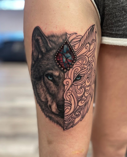 Explore tattoo sleeve filler ideas for a man, creative tattoo ideas in Poughkeepsie, available at Fifty Shades Tattoo