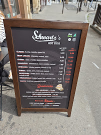 Menu / carte de Schwartz's Hot Dog à Paris