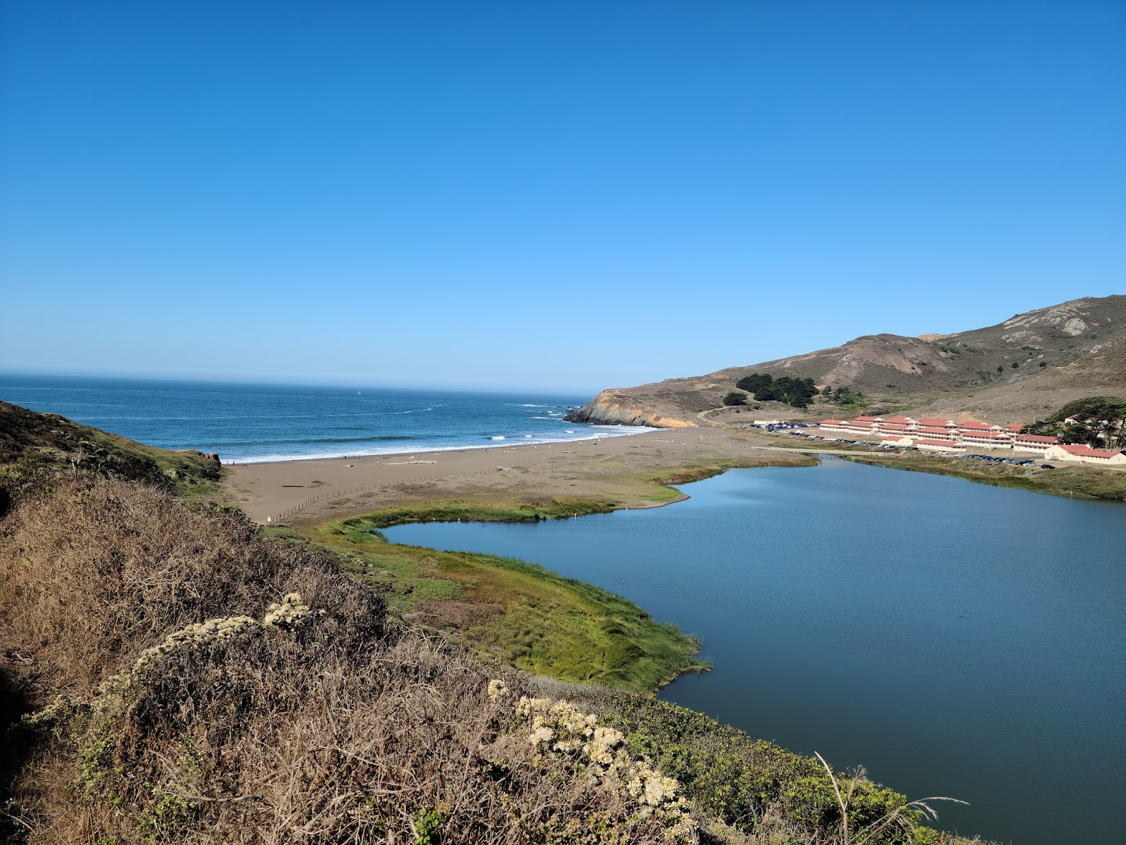 Photo of Rodeo Beach and the settlement