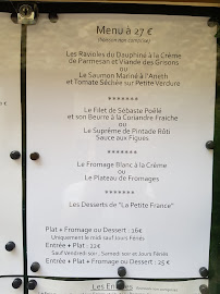 Carte du Restaurant La Petite France à Montélimar
