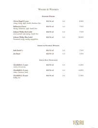 Restaurant Tesoro à Hanover menu