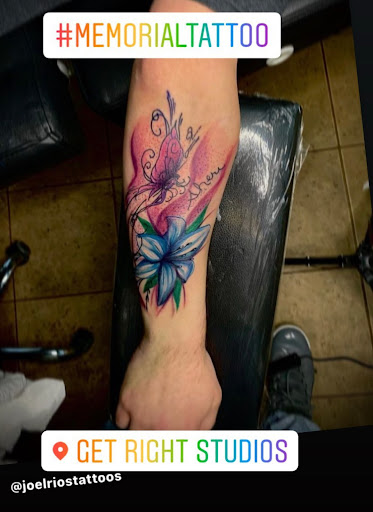 Explore barber pole tattoo ideas, creative tattoo ideas in Puyallup, available at Get Right Studios