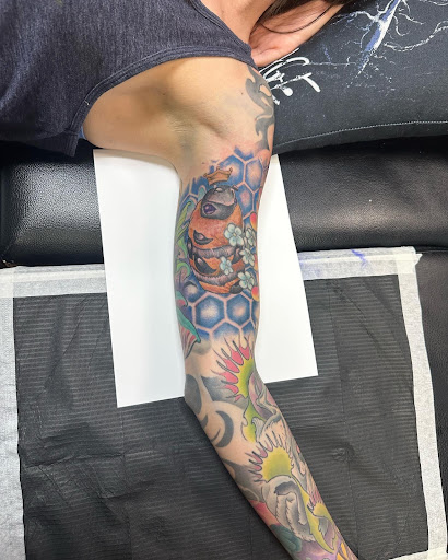 Explore spiderman tattoo ideas, creative tattoo ideas in Kenosha, available at Kenosha Tattoo Company