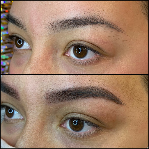 Explore bald head tattoo ideas, creative tattoo ideas in Peoria Heights, available at BeautiFULL Brows By Jen Microblading - Permanent Makeup Wild Honey Beauty Studio