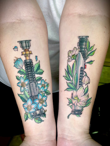 Explore two name tattoo ideas, creative tattoo ideas in Lawrence, available at Red 5 Tattoo