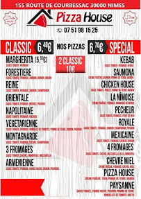 Pizzeria Pizza House à Nîmes (le menu)