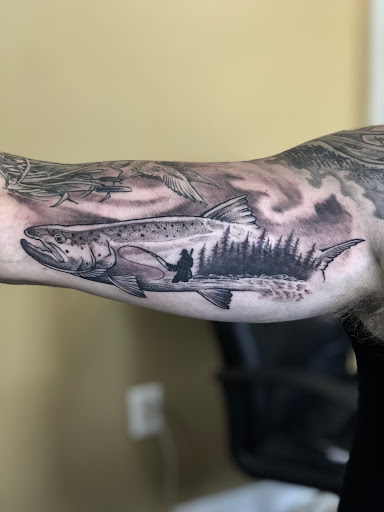 Explore compass tattoo ideas for men, creative tattoo ideas in Orange, available at North Quabbin Tattoo