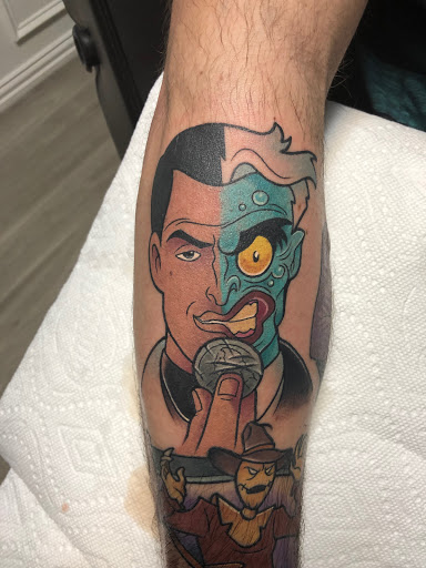 Explore mens calf tattoo ideas, creative tattoo ideas in College Station, available at Legacy Tattoo Lounge