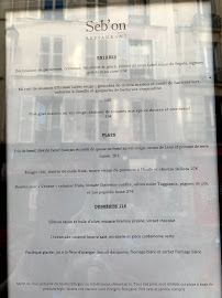 Restaurant français Seb'on à Paris (le menu)