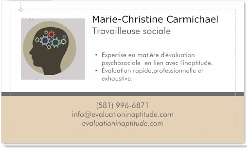 Marie-Christine Carmichael, Évaluation Psychosociale