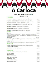 Restaurant brésilien A Carioca à Nantes - menu / carte