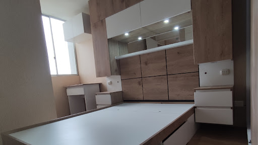 2J Proyectos. Fabricacion de muebles en Melamine para Dormitorios, para baños, centro de entretenimiento moderno. Santa Anita Peru