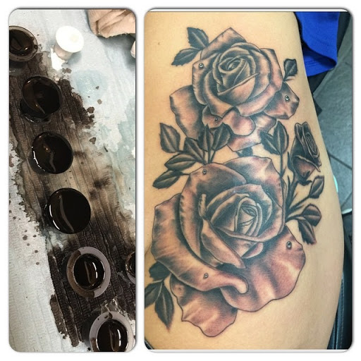 Explore rock n roll tattoo ideas, creative tattoo ideas in Kansas City, available at Golden Stag Tattoo and Gallery