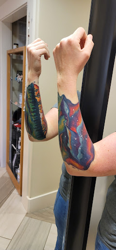 Explore trash polka tattoo ideas, creative tattoo ideas in Molalla, available at Back40Tattoo