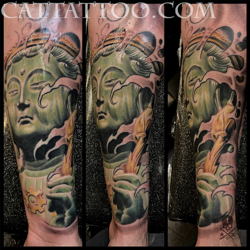 Explore boston tattoo ideas, creative tattoo ideas in Addison, available at Cat Tattoo