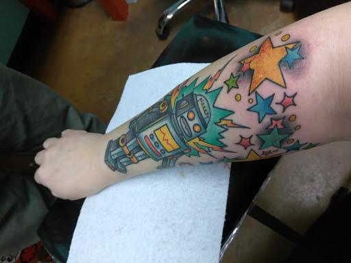 Explore chest piece tattoo ideas, creative tattoo ideas in Round Rock, available at Golden Goat Tattoo Company