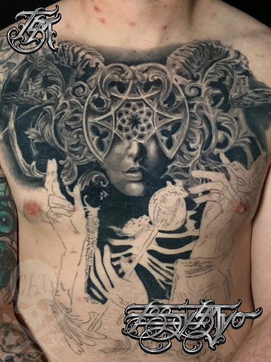 Explore back tattoos ideas guys, creative tattoo ideas in Addison, available at Cat Tattoo