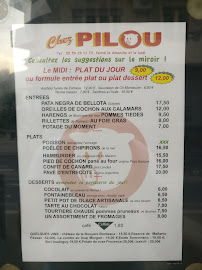 Menu / carte de Chez Pilou à Biarritz