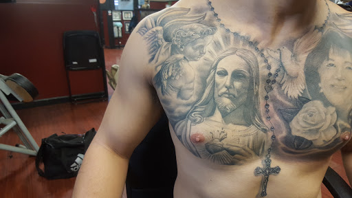 Explore chicano art tattoo ideas, creative tattoo ideas in Orange, available at Lincoln Avenue Tattoo