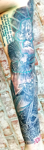 Explore tattoo sleeve filler ideas, creative tattoo ideas in Meridian, available at SK-Tattoo1