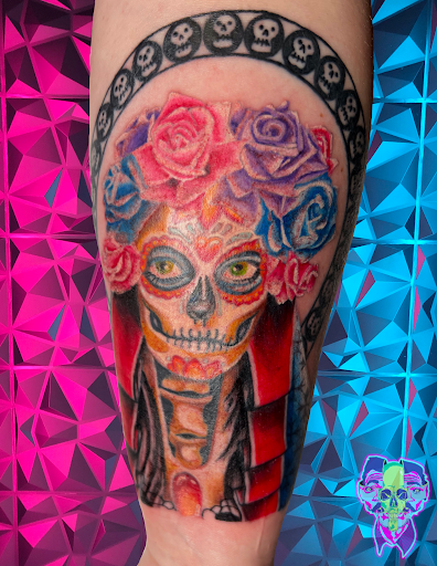 Explore street sign tattoo ideas, creative tattoo ideas in Bethlehem, available at Soul Glow Electric Ink