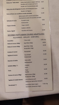 Carte du Trattoria Bella Italia à Peschiera del Garda