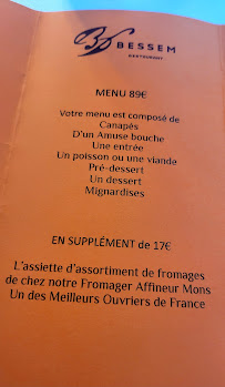Menu du Bessem Restaurant à Mandelieu-la-Napoule