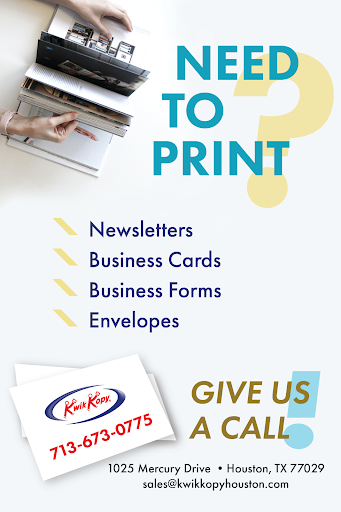Commercial Printer «Kwik Kopy Printing», reviews and photos, 1025 Mercury Dr, Houston, TX 77029, USA
