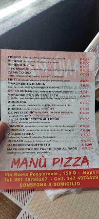 Menu / carte de Manù pizza à Naples