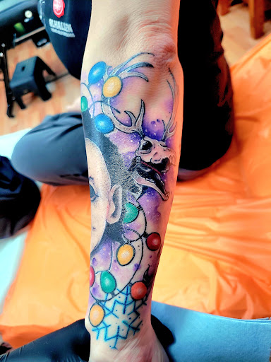 Explore sleeve tattoo fill in ideas, creative tattoo ideas in Benton, available at Spectrum Tattoo